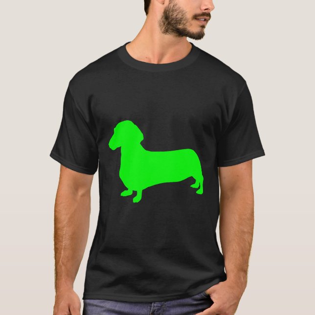 Camiseta Silhouette Verde Dachshund (Frente)
