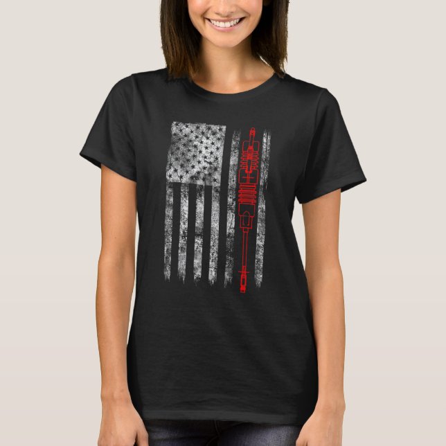 Camiseta Silhout Fuse Cutout American Flag Lineman (Frente)