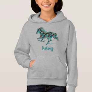 Camiseta Silhoutte de Cavalo Turquesa Galopante