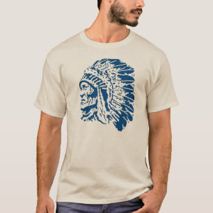 Camiseta Silhueta azul principal do nativo americano