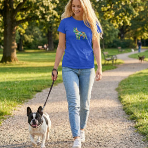 Camiseta Silhueta Botânica de Bulldog Francês