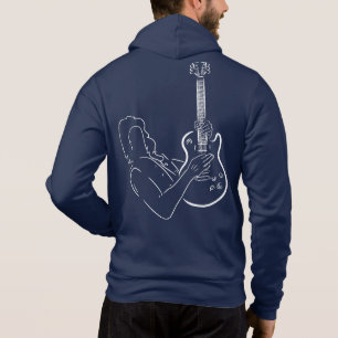 Camiseta Silhueta branca de guitarrista com violão