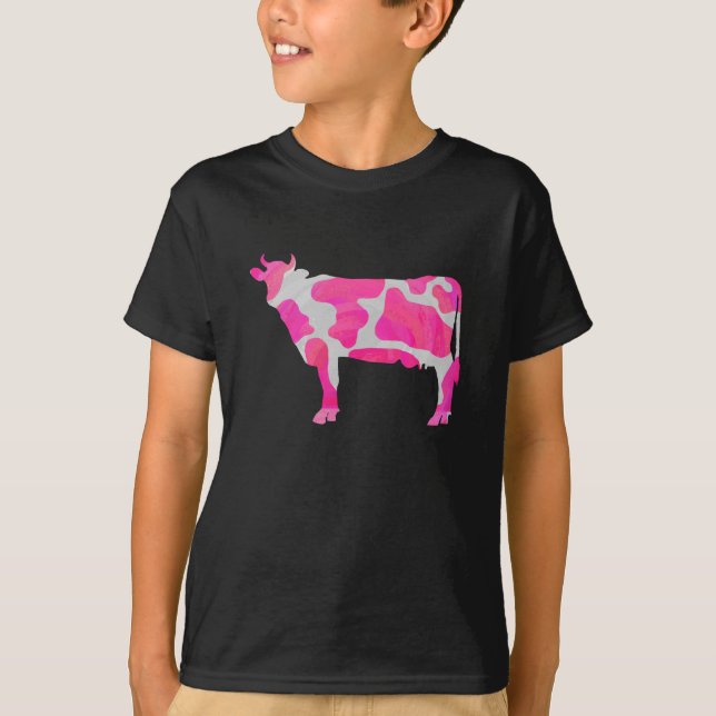 Camiseta Silhueta branca e rosa-vaca (Frente)