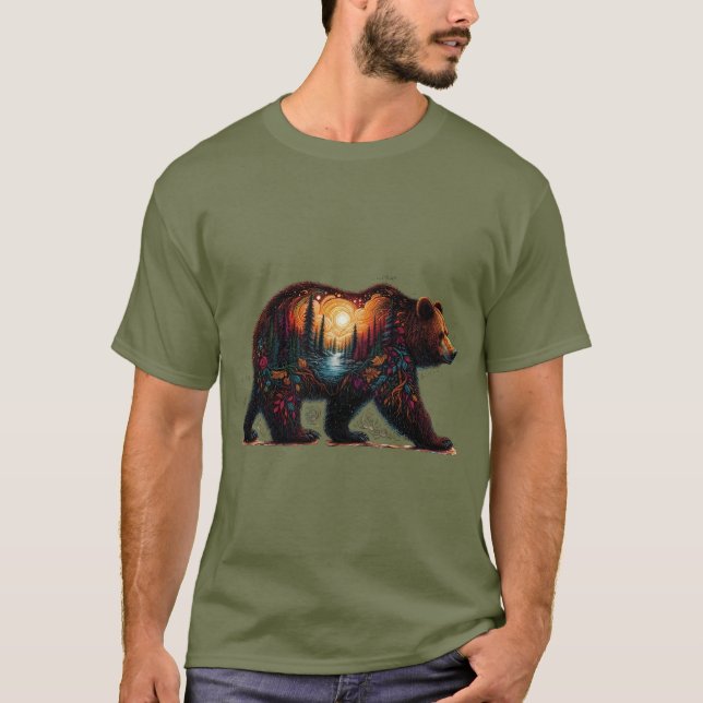 Camiseta Silhueta cinza contra montanhas (Frente)