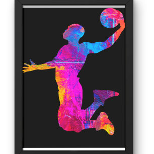 Camiseta Silhueta Colorida do Jogador de Basquete