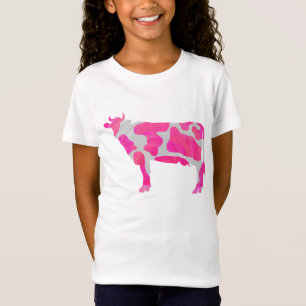 Camiseta Silhueta cor-de-rosa e branca da vaca