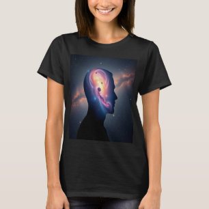 Camiseta Silhueta Cósmica Espacial Feminina Gráfica da Galá