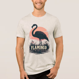 Camiseta Silhueta da Arte da Água do Flamingo Rosa Retro ao