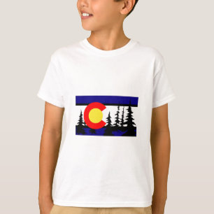 Camiseta Silhueta da árvore da bandeira de Colorado