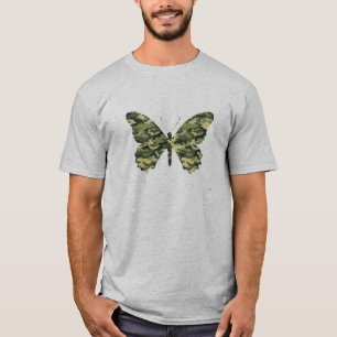 Camiseta Silhueta da borboleta da camuflagem