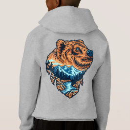 Camiseta Silhueta da Cabeça de Urso Pardo Montanha Floresta