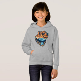 Camiseta Silhueta da Cabeça de Urso Pardo Montanha Floresta