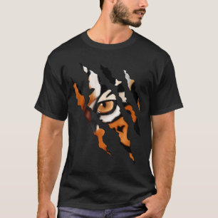 Camiseta Silhueta da Garra do Olho do Gato Tigre Destemido
