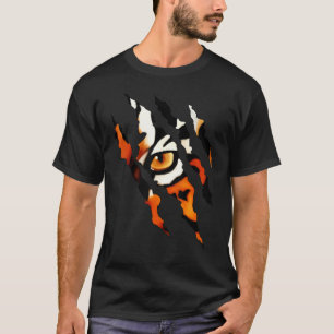 Camiseta Silhueta da Garra do Olho do Gato Tigre Destemido