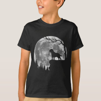 Camiseta Silhueta da Lua do Cão Labrador Retriever no Hallo