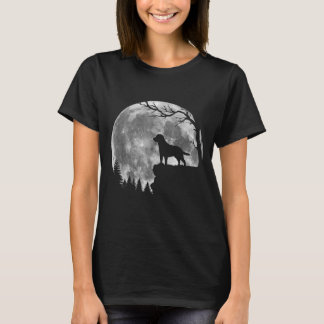 Camiseta Silhueta da Lua do Cão Labrador Retriever no Hallo