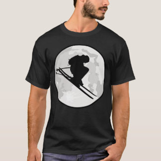 Camiseta Silhueta da Lua e do Salto de Esqui Noturno