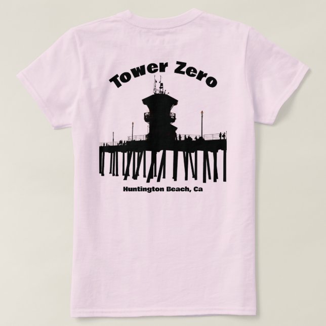 Camiseta Silhueta da Torre Zero - Pier de Huntington Beach  (Verso do Design)