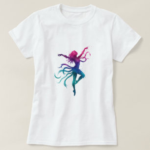 Camiseta Silhueta dançante colorida - Vibrante Aquarela E