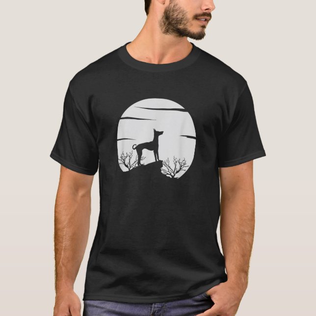 Camiseta Silhueta de Amante de Cachorro com Lua Cênica e Na (Frente)