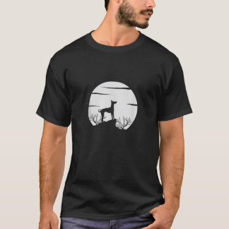 Camiseta Silhueta de Amante de Cachorro com Lua Cênica e Na