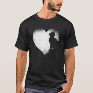 Camiseta silhueta de amante de gatos com coração retrô, eu 
