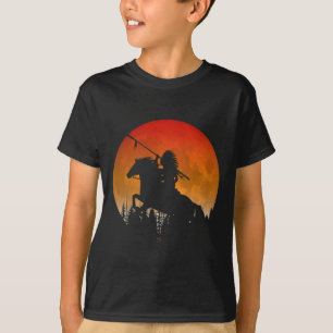 Camiseta Silhueta de árvores de nativo americano a cavalo A