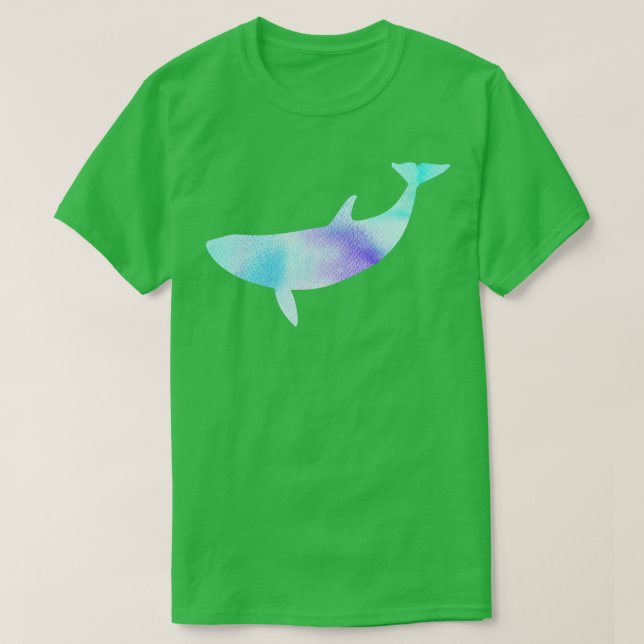 Camiseta Silhueta de baleia roxa azul (Frente do Design)