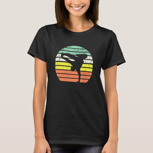 Camiseta Silhueta de Breakdance Breakdancing Vintage Retro  (Frente)