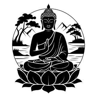 Camiseta Silhueta de Buda Sereno Lótus