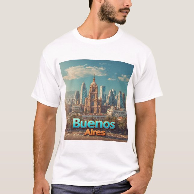Camiseta 🌆 Silhueta de Buenos Aires Catedral Histórica Art (Frente)