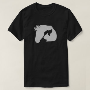Camiseta Silhueta de Cabeça Branca com Cachorro e Gato