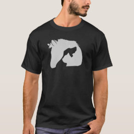 Camiseta Silhueta de Cabeça Branca com Cachorro e Gato