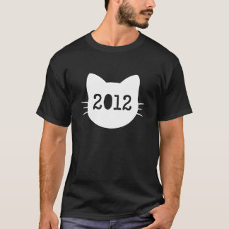Camiseta Silhueta de Cabeça de Gato 2012 Divertido Retrô 1