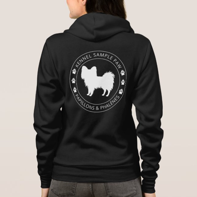 Camiseta Silhueta de Cachorro Papillon com Patas e Texto Pe (Verso)
