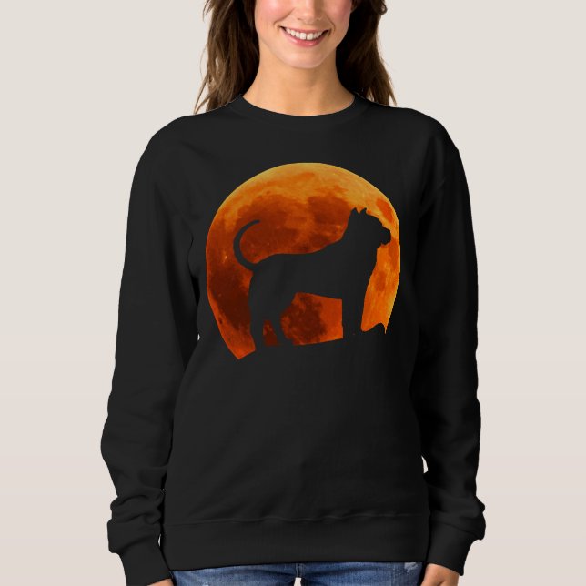 Camiseta Silhueta De Cachorro Pitbull Na Lua (Frente)
