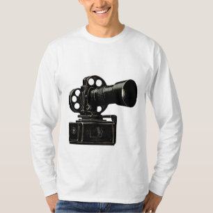 Camiseta Silhueta de Câmera de Filme Clássico