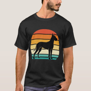 Camiseta Silhueta de cão Great Dane pôr do sol retrô