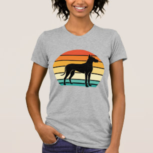 Camiseta Silhueta de cão Great Dane pôr do sol retrô