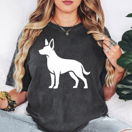 Camiseta Silhueta de Cão Pastor Alemão Branco