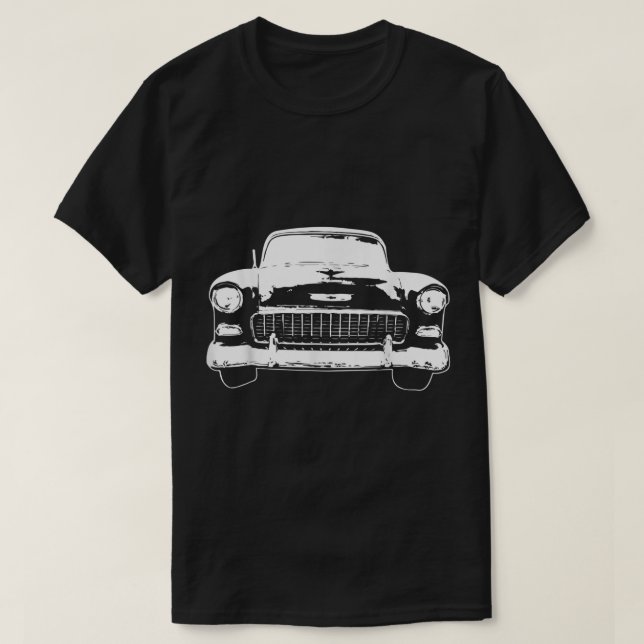 Camiseta Silhueta de carro clássico 1955 (Frente do Design)
