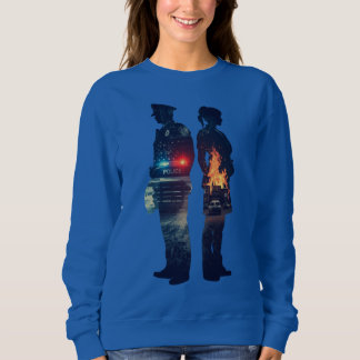 Camiseta Silhueta de Casal de Enfermeira e Oficial de Políc