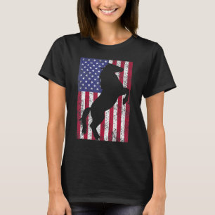 Camiseta Silhueta de Cavalo Bandeira Americana Usa Patriota