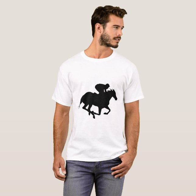Camiseta Silhueta de Cavalo de Corrida (Frente Completa)