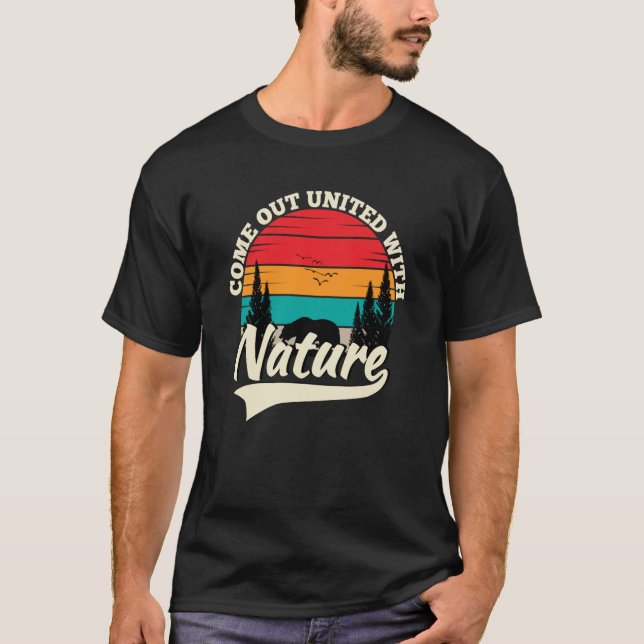 Camiseta Silhueta de Cena de Montanha e Floresta 19 (Frente)