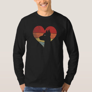 Camiseta Silhueta de Coração de Dobermann Vintage Retro no