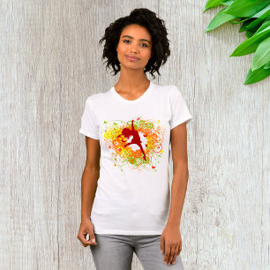 Camiseta Silhueta de Dançarina com Redemoinhos Florais