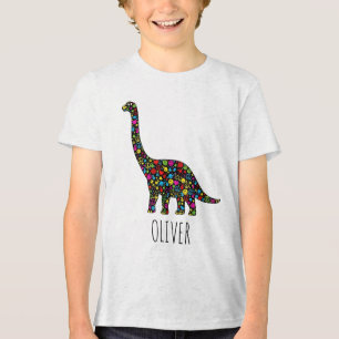 Camiseta Silhueta de Dinossauro Paz e Amor