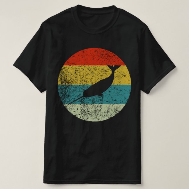 Camiseta silhueta de dintage narwhal retro 70s (Frente do Design)