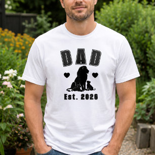 Camiseta Silhueta de Filhote de Leão Novo Pai Ano de Estabe